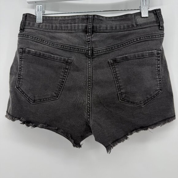 Aeropostale Women’s Black Denim High Rise Shorty Shorts Sz 8 Distressed Cutoffs - Picture 5 of 13